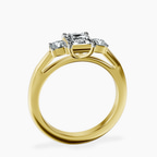 18kt Yellow Gold Emery Three Stone Side Cushion Lab Diamond Ring side right image one