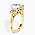 18kt Yellow Gold Emery Three Stone Side Cushion Lab Diamond Ring standing product image one