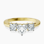 18kt Yellow Gold Emery Three Stone Side Cushion Lab Diamond Ring front image