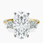 18kt Yellow Gold Emery Three Stone Side Cushion Lab Diamond Ring front image