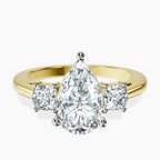18ct Yellow Gold Emery Three Stone Side Cushion Lab Diamond Ring front image