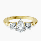 18kt Yellow Gold Emery Three Stone Side Cushion Lab Diamond Ring front image