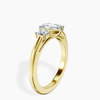 18kt Yellow Gold Emery Three Stone Side Cushion Lab Diamond Ring standing product image one