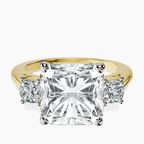 18kt Yellow Gold Emery Three Stone Side Cushion Lab Diamond Ring front image