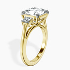 18kt Yellow Gold Emery Three Stone Side Cushion Lab Diamond Ring standing product image one