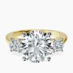 18kt Yellow Gold Emery Three Stone Side Cushion Lab Diamond Ring front image