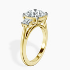 18kt Yellow Gold Emery Three Stone Side Cushion Lab Diamond Ring standing product image one