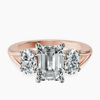 18kt Rose Gold Georgina Rodriguez Three Stone Side Oval Lab Diamond Ring front image