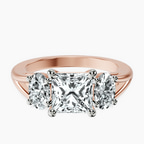 18kt Rose Gold Georgina Rodriguez Three Stone Side Oval Lab Diamond Ring front image