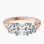 18kt Rose Gold Georgina Rodriguez Three Stone Side Oval Lab Diamond Ring front image