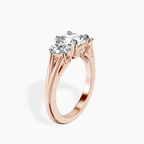 18kt Rose Gold Georgina Rodriguez Three Stone Side Oval Lab Diamond Ring standing product image one