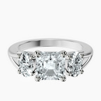 Platinum Georgina Rodriguez Three Stone Side Oval Lab Diamond Ring front image