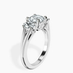 Platinum Georgina Rodriguez Three Stone Side Oval Lab Diamond Ring standing product image one