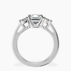 Platinum Georgina Rodriguez Three Stone Side Oval Lab Diamond Ring side right image one
