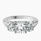 Platinum Georgina Rodriguez Three Stone Side Oval Lab Diamond Ring front image