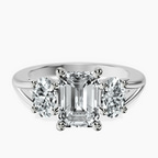 Platinum Georgina Rodriguez Three Stone Side Oval Lab Diamond Ring front image