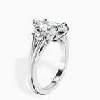 Platinum Georgina Rodriguez Three Stone Side Oval Lab Diamond Ring standing product image one