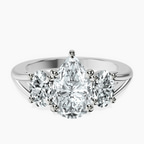 Platinum Georgina Rodriguez Three Stone Side Oval Lab Diamond Ring front image