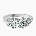 Platinum Georgina Rodriguez Three Stone Side Oval Lab Diamond Ring front image
