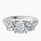 14kt White Gold Bethany Three Stone Side Oval Lab Diamond Ring front image