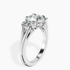 14kt White Gold Bethany Three Stone Side Oval Lab Diamond Ring standing product image one