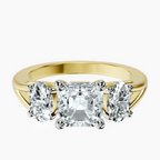14kt Yellow Gold Georgina Rodriguez Three Stone Side Oval Lab Diamond Ring front image