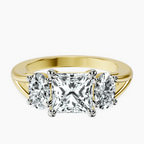 14kt Yellow Gold Georgina Rodriguez Three Stone Side Oval Lab Diamond Ring front image