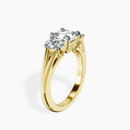 14kt Yellow Gold Georgina Rodriguez Three Stone Side Oval Lab Diamond Ring standing product image one