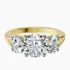 10kt Yellow Gold Bethany Three Stone Side Oval Lab Diamond Ring front image
