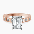 18ct Rose Gold Cheryl Side Stone Lab Diamond Ring front image