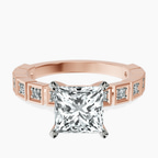 14ct Rose Gold Cheryl Side Stone Lab Diamond Ring front image