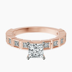 14kt Rose Gold Cheryl Side Stone Lab Diamond Ring front image