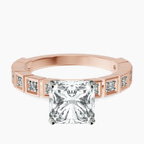 18ct Rose Gold Cheryl Side Stone Lab Diamond Ring front image