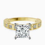 18ct Yellow Gold Cheryl Side Stone Lab Diamond Ring front image