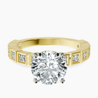 14ct Yellow Gold Cheryl Side Stone Lab Diamond Ring front image