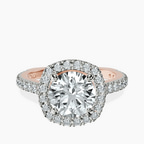 18kt Rose Gold Valerie Euro Shank Halo Lab Diamond Ring front image