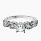 18kt White Gold Lorene Twisted Shank Lab Diamond Ring front image