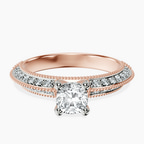 14kt Rose Gold Dua Side Stone Knife Edge Lab Diamond Ring front image