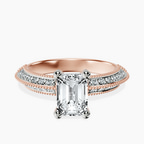 18kt Rose Gold Dua Side Stone Knife Edge Lab Diamond Ring front image