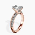 18kt Rose Gold Dua Side Stone Knife Edge Lab Diamond Ring standing product image one