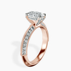 18kt Rose Gold Dua Side Stone Knife Edge Lab Diamond Ring standing product image one