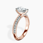 18kt Rose Gold Dua Side Stone Knife Edge Lab Diamond Ring standing product image one