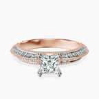 14kt Rose Gold Dua Side Stone Knife Edge Lab Diamond Ring front image