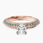 14kt Rose Gold Dua Side Stone Knife Edge Lab Diamond Ring front image