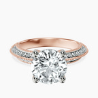 18kt Rose Gold Dua Side Stone Knife Edge Lab Diamond Ring front image