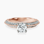 10kt Rose Gold Dua Side Stone Knife Edge Lab Diamond Ring front image