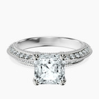 Platinum Dua Side Stone Knife Edge Lab Diamond Ring front image
