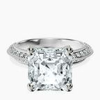 Platinum Dua Side Stone Knife Edge Lab Diamond Ring front image
