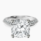 Platinum Dua Side Stone Knife Edge Lab Diamond Ring front image