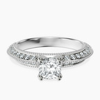 Platinum Dua Side Stone Knife Edge Lab Diamond Ring front image